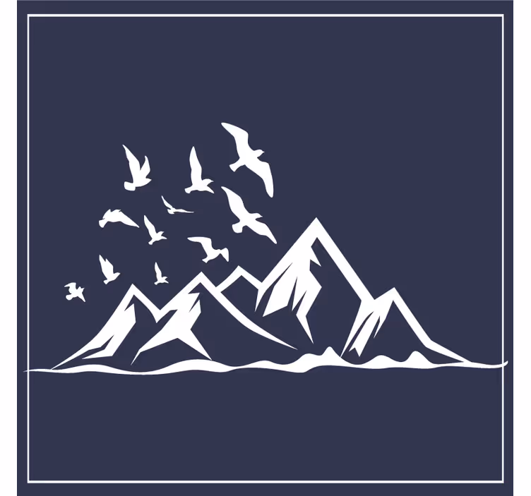 Sottobicchieri con motivi silhouette paesaggio montano - TenStickers