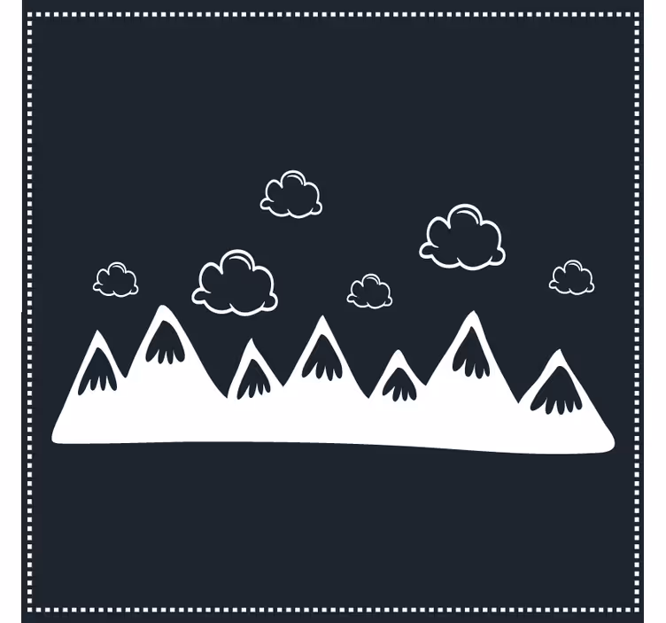 Sottobicchieri con motivi silhouette di montagna con nuvole - TenStickers