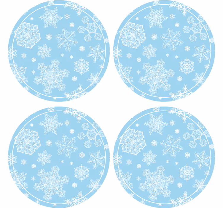 Sottobicchieri natalizi a cerchio con motivo fiocco di neve - TenStickers