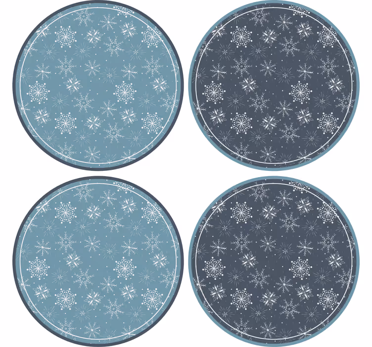 Sottobicchieri natalizi piatti con motivo a fiocco di neve - TenStickers