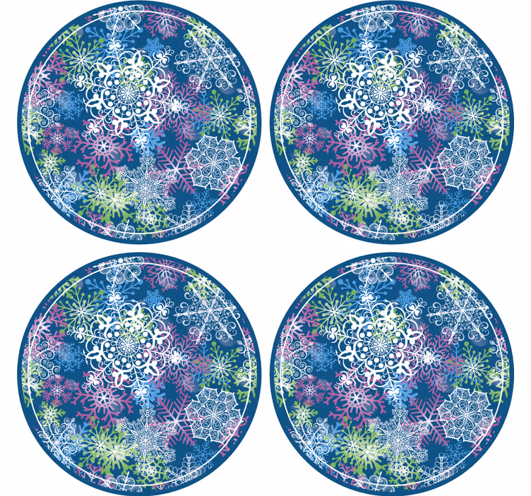 Sottobicchiere  tema Natale Fiocchi di neve illuminanti su sfondo - TenStickers