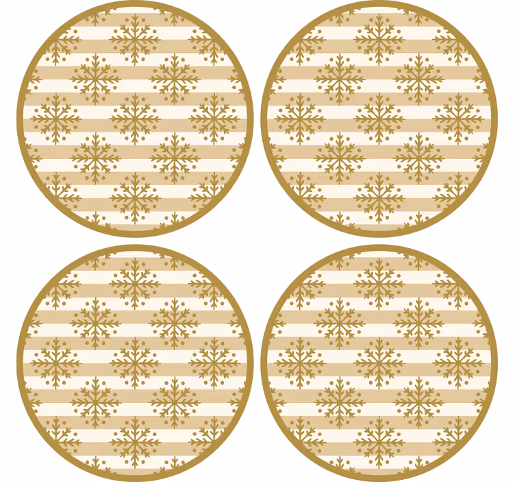 Sottobicchieri natalizi con motivo fiocchi di neve e righe - TenStickers