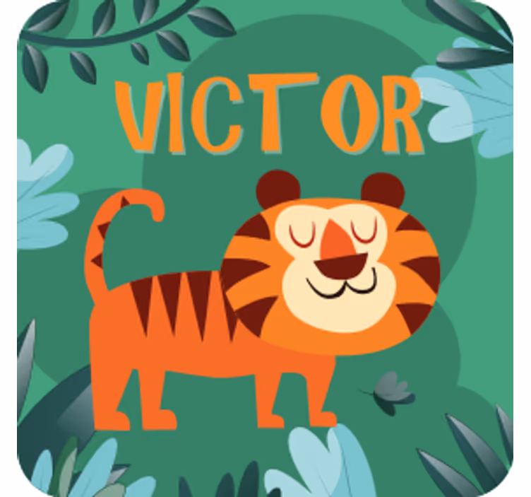 Sottobicchieri personalizzabile illustrazione tigre allegra - TenStickers