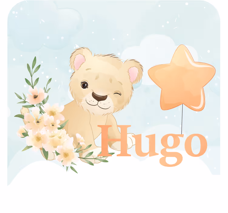 Sottobicchieri personalizzabile leone giocoso con stella - TenStickers