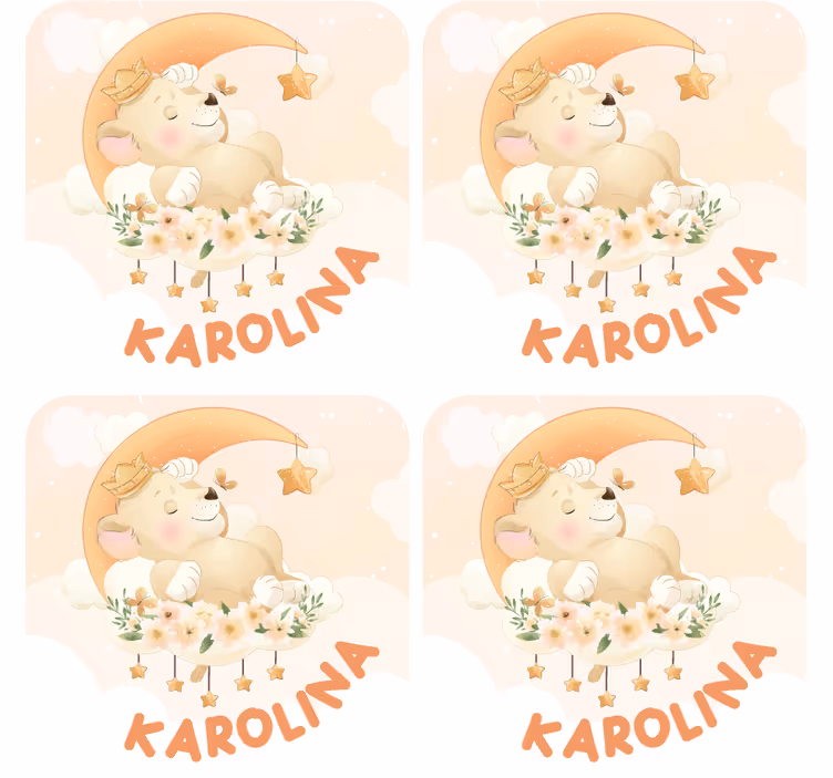Sottobicchieri personalizzabile orso che dorme con stelle - TenStickers