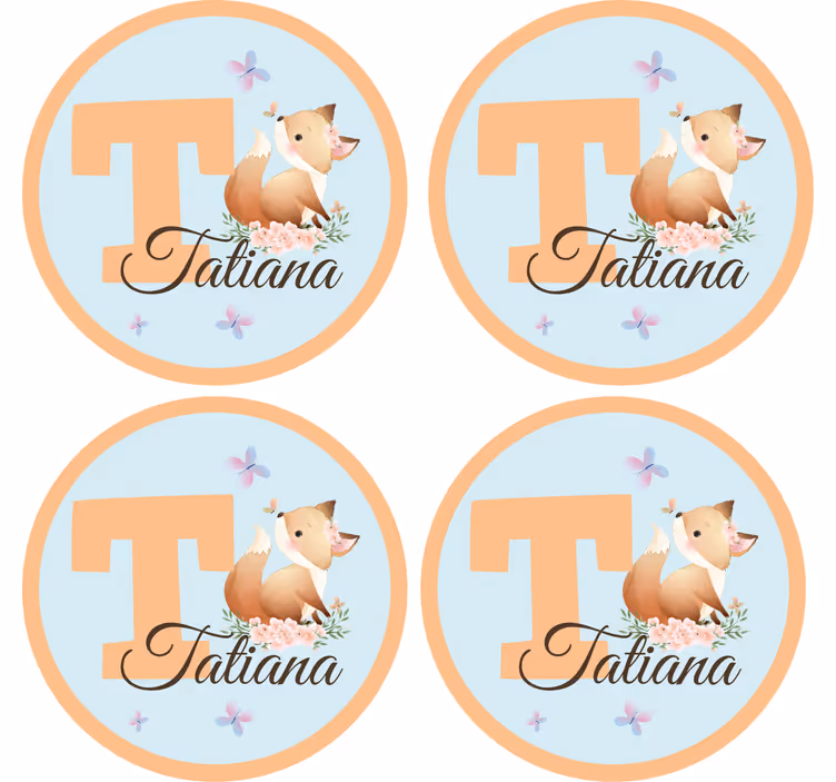 Sottobicchieri personalizzabile design volpe fantasiosa - TenStickers