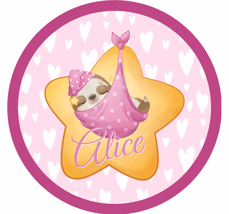 Sottobicchieri personalizzabile bradipo dormiente con stella - TenStickers