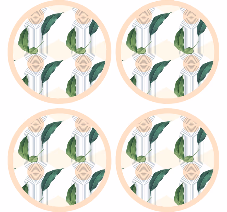 Sottobicchieri moderno motivo geometrico fogliare - TenStickers