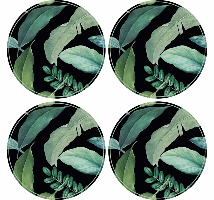 Sottobicchieri con motivi composizione verde fogliare - TenStickers