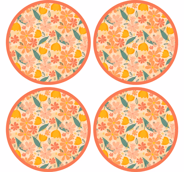 Sottobicchieri con motivi superficie rotonda floreale - TenStickers