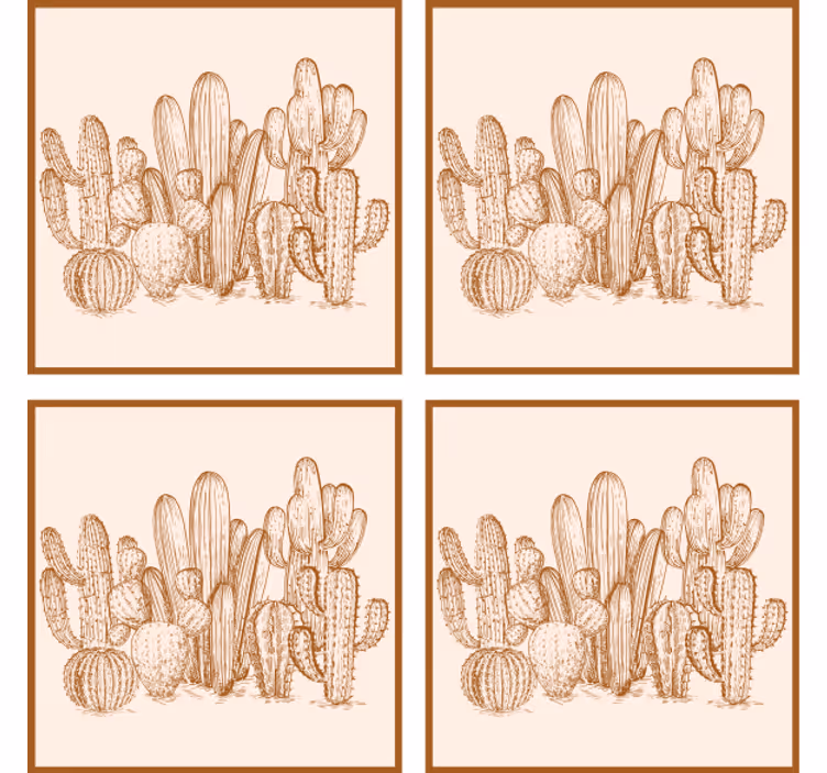 Sottobicchieri con motivi illustrazione cactus varietà - TenStickers