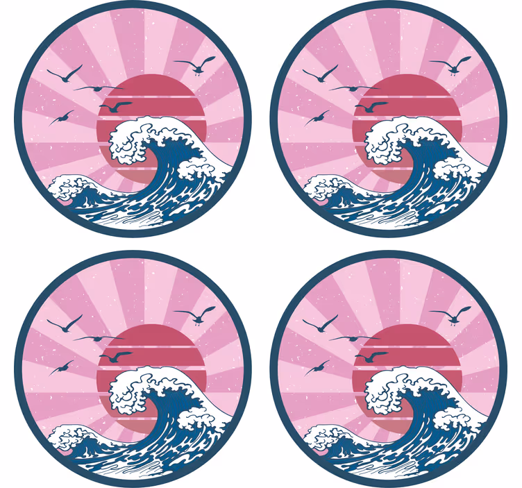 Sottobicchieri nerd design onde oceaniche retrò - TenStickers