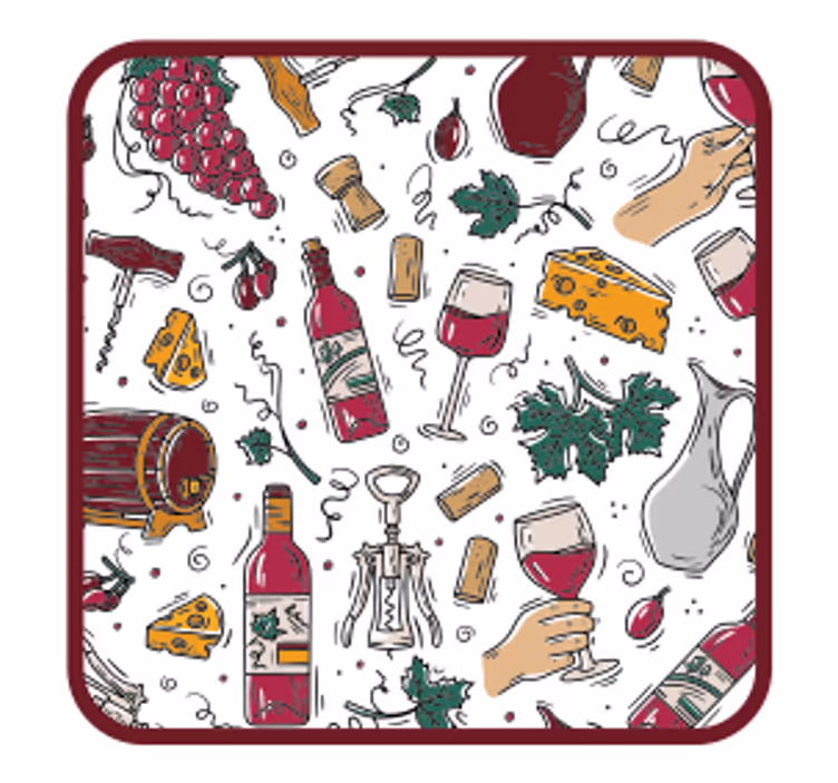 Sottobicchieri birra bottiglie vino uva formaggio - TenStickers