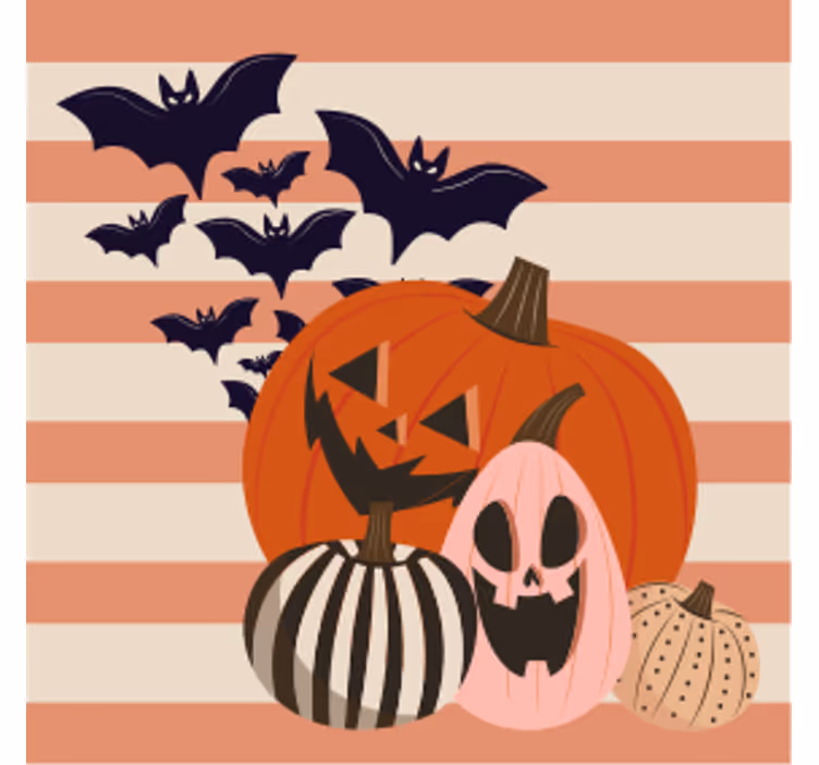 Sottobicchieri halloween trio di zucche con pipistrelli - TenStickers