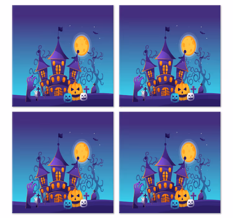 Cimitero spettrale con pipistrelli sottobicchiere di halloween - TenStickers