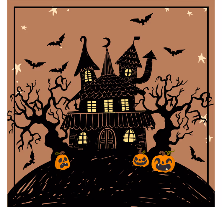 Casa stregata con pipistrelli sottobicchiere di halloween - TenStickers