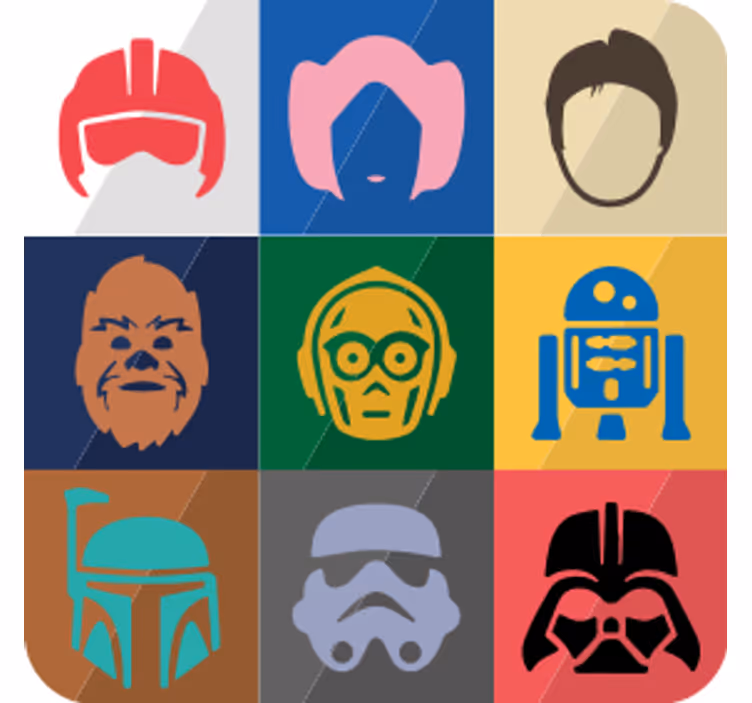 Sottobicchieri nerd volti di personaggi iconici - TenStickers