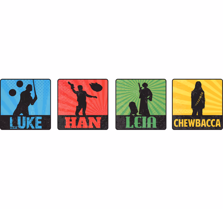 Sottobicchieri nerd silhouette di personaggi iconici - TenStickers