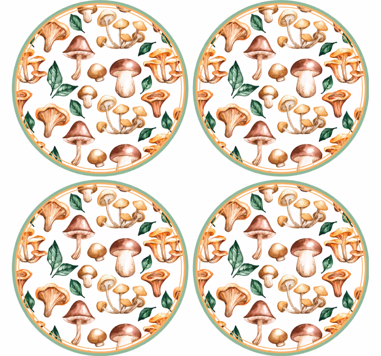 Sottobicchieri nerd elementi a motivo fungo - TenStickers
