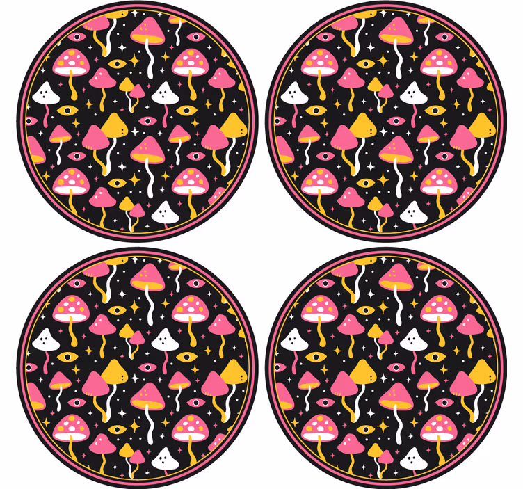 Sottobicchieri nerd motivo funghi colorati - TenStickers