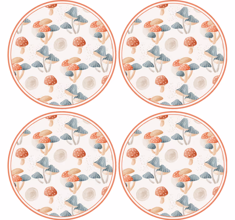 Sottobicchieri nerd con motivi di funghi colorati - TenStickers