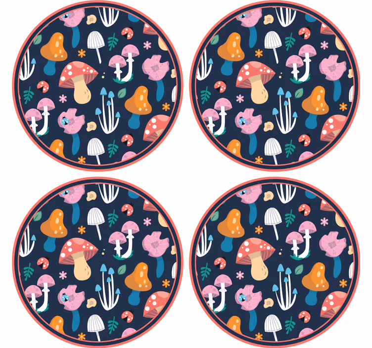 Sottobicchieri nerd motivo funghi vivaci - TenStickers