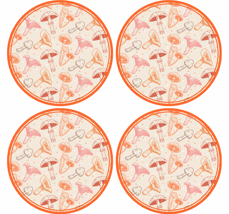 Sottobicchieri nerd illustrazione di funghi fantasiosi - TenStickers