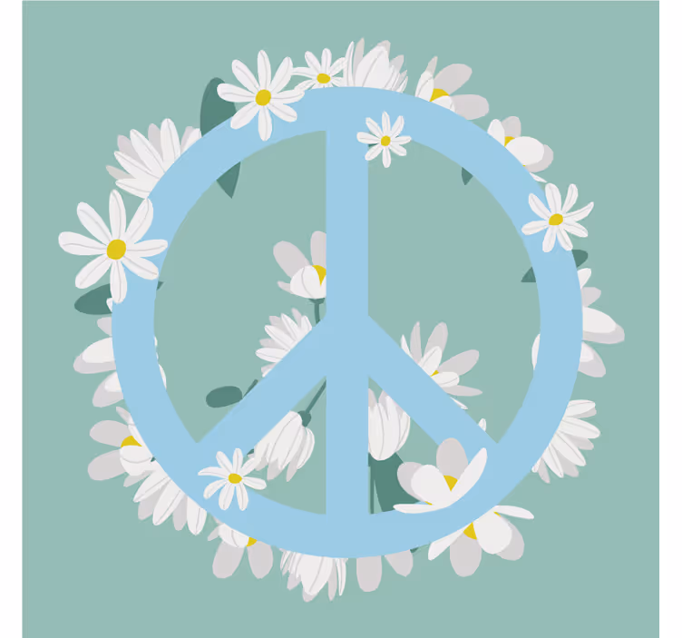 Sottobicchieri con frase simbolo della pace con margherite - TenStickers