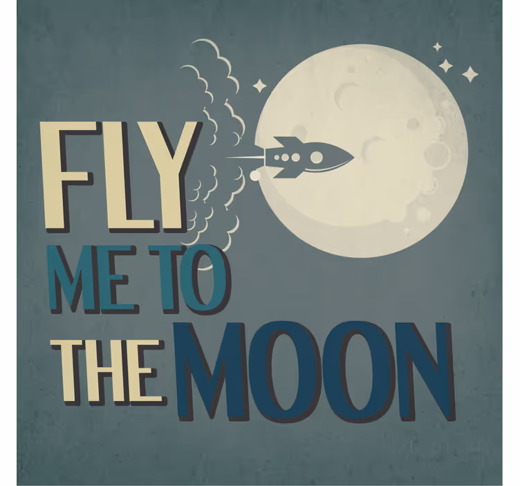 Sottobicchieri con frase razzo in partenza verso la luna - TenStickers