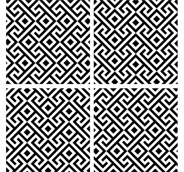 Sottobicchieri con motivi geometrico bianco e nero - TenStickers