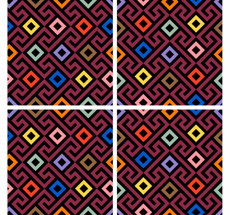 Sottobicchieri con motivi geometrici colorati - TenStickers