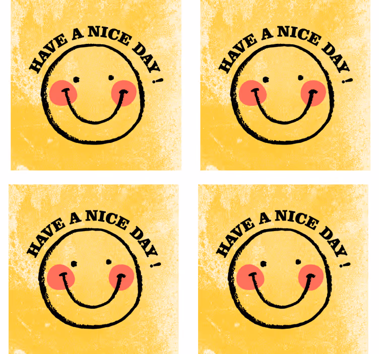 Sottobicchieri con frase faccia sorridente e saluto - TenStickers
