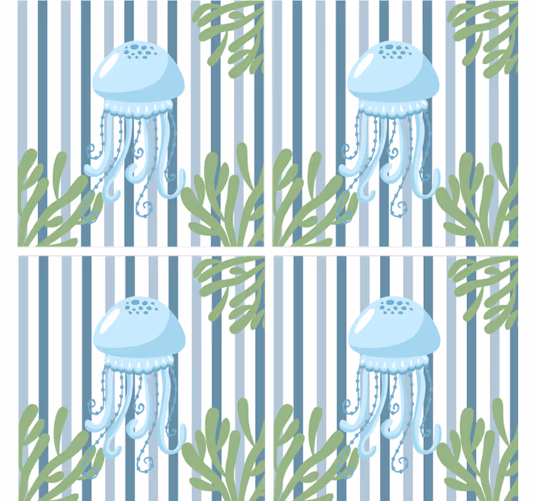 Sottobicchieri moderno motivo medusa con righe - TenStickers
