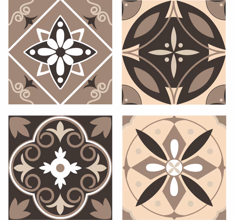 Sottobicchieri con motivi set di motivi floreali geometrici - TenStickers