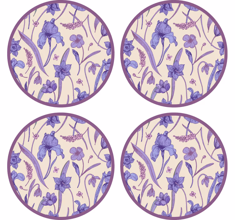 Sottobicchieri con motivi motivo floreale viola - TenStickers