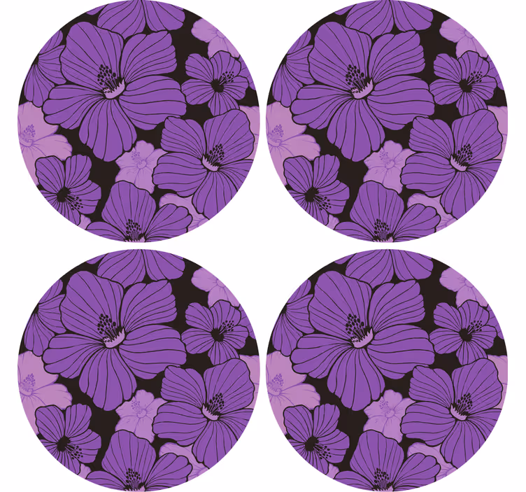 Sottobicchieri con motivi motivo floreale viola vibrante - TenStickers