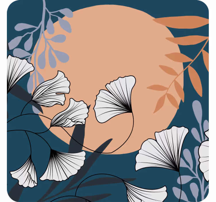 Sottobicchieri moderno motivo floreale ginkgo - TenStickers