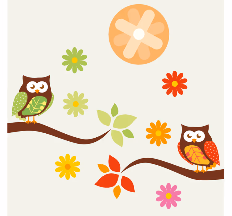 Sottobicchieri nerd gufi e fiori colorati - TenStickers