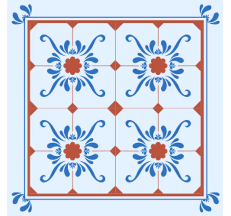 Sottobicchieri effetto piastrella motivo floreale decorativo - TenStickers