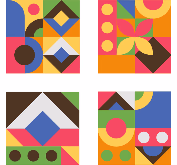 Sottobicchieri con motivi forme geometriche colorate - TenStickers