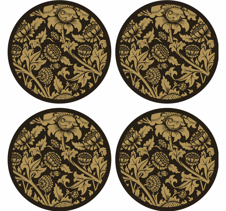 Sottobicchieri vintage motivo floreale oro - TenStickers