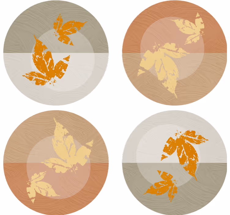 Sottobicchieri moderno sovrapposizioni di motivi a foglia - TenStickers