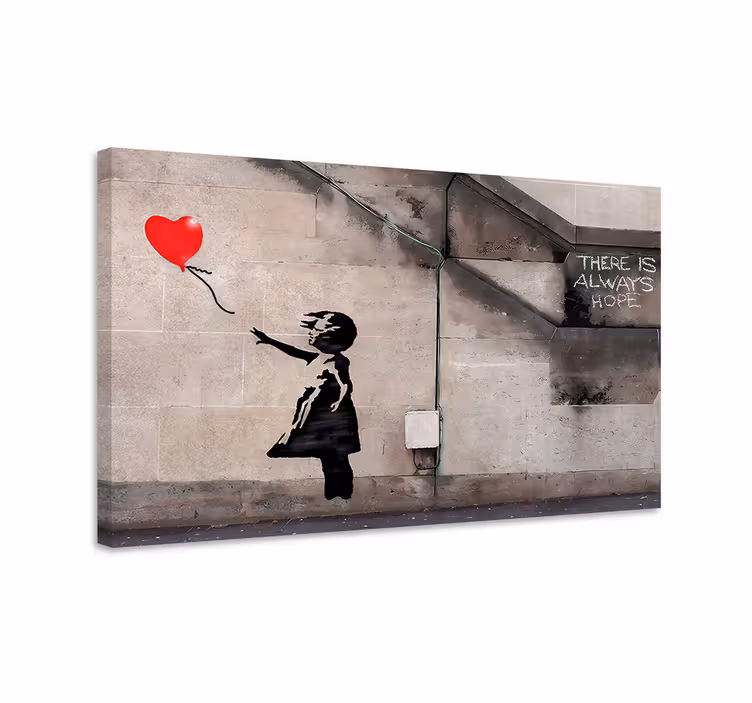 Arte dipinto ragazza con palloncino in fuga - TenStickers
