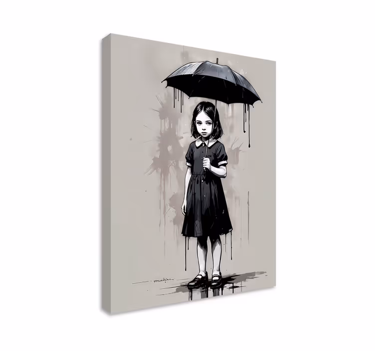 Arte dipinto ragazza ombrello - TenStickers