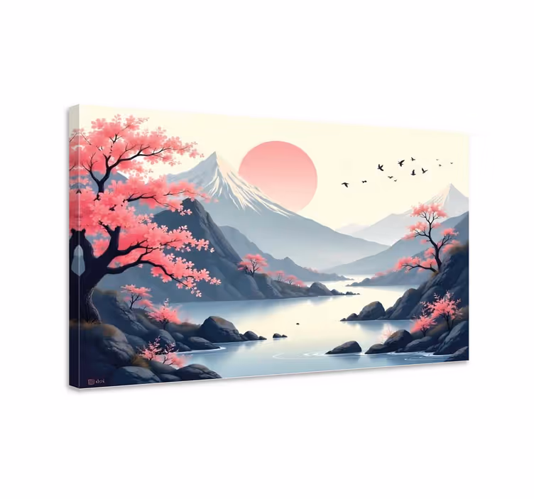 Quadro dipinto paesaggio giapponese - TenStickers