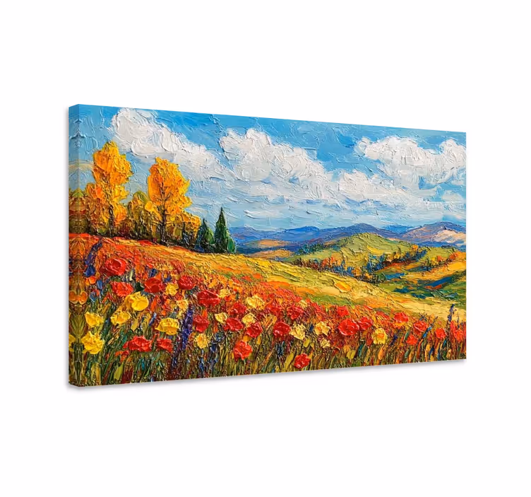 Dipinto di paesaggio campo colorato - TenStickers