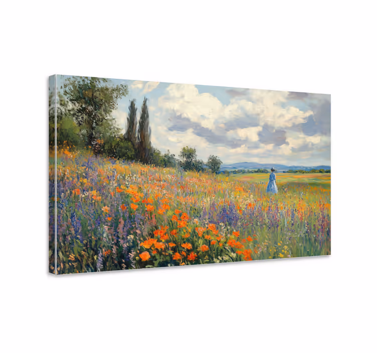 Dipinto di paesaggio campo primaverile - TenStickers