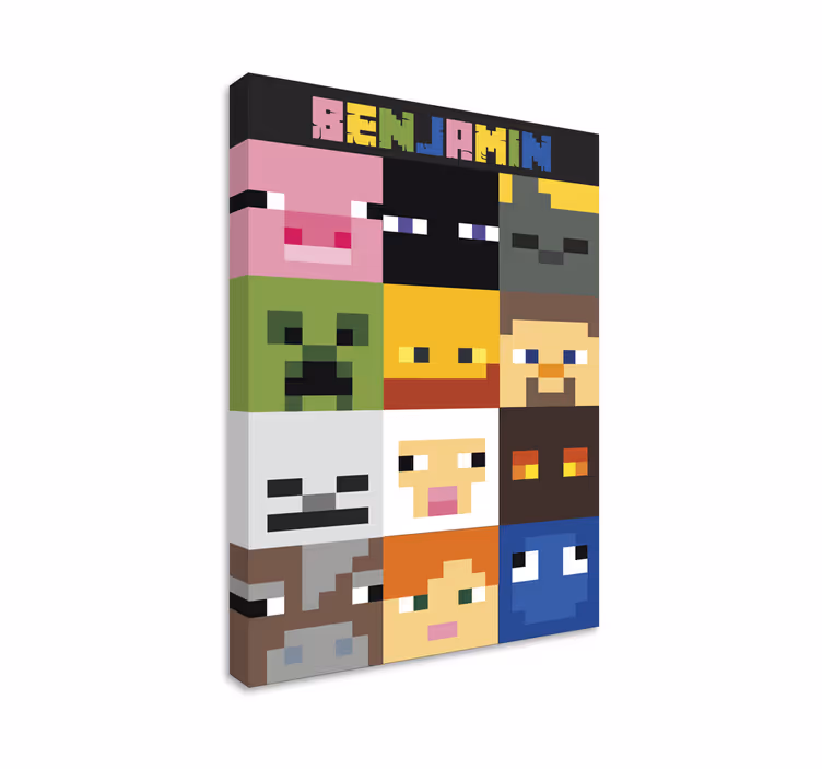 Quadro personalizzabile facce pixelate da gioco - TenStickers