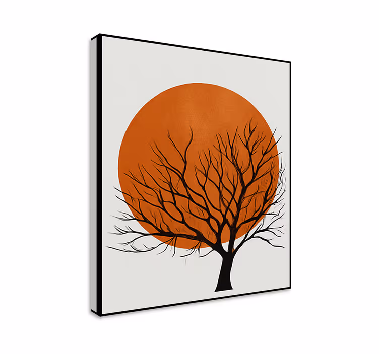 Dipinto alberi silhouette del tramonto dorato - TenStickers