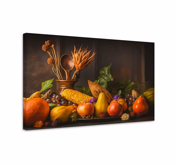 Dipinto cucina verdure e frutta rustiche - TenStickers